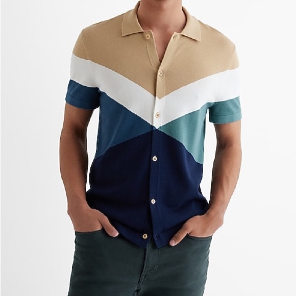 Express Other - Express Men's Colorblock Button Down Sweater Shirt